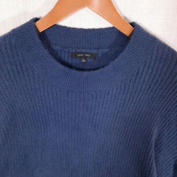 Love Tree Eyelash Fuzzy Ribbed Knit Sweater SZ Large Soft Stretch Cozy Slouchy - Picture 7 of 16